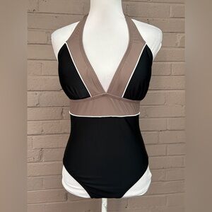 Venus black & taupe one piece swimsuit 10